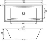 ����� ��������� RIHO STILL SQUARE 170x75 FALL ���������� ����� �������, �������������