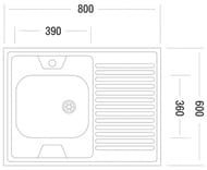 Мойка накладная Ukinox Standart 800х600 матовая нерж. сталь 0,5мм, слив 1 1/2, STD 800.600 ---5C 0LS