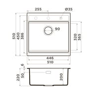 ����� Omoikiri KITAGAWA 51 WH (510�510�220��), ������������, ���� ����� 4993309