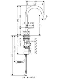 ��������� Axor One 48020670 ��� �������� Select 170, �� ������ push-open, ������� ������