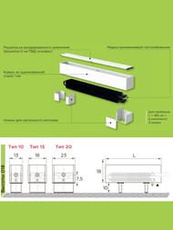 Конвектор напольный Gekon Level (80х1600х180) RAL9005, 1987 Вт, черный матовый