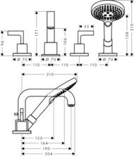 ��������� Axor Citterio 39446 �� ���� ����� �� 4 ���������, ��������� ��������, ������ 190��