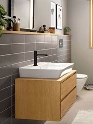 Смеситель для раковины Hansgrohe Rebris E 72557670 однозахват., дон. клапан, излив 109мм, мат.черный — миниатюра 2