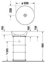 Умывальник накладной Duravit White Tulip 2365500070 500х500 без перелива, без отв. под смес., белый