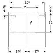 Geberit Smyle Square Тумба с раковиной 75 см, белый глянец + Зеркальный шкаф, подсветка 529.353.00.7