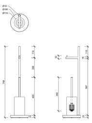 Стойка напольная с ершом и держателем бумаги Decor Walther DW 6700 фарфор, цвет: хром/белый 0838400