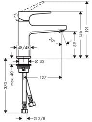 Смеситель Hansgrohe Metropol 74500000 на раковину с клапаном клик-клак, излив 100 мм, ручка-петля