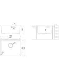 Мойка врезная Ukinox Loft 502х400 брашированная поверхность 1мм, слив 3 1/2, LOB460.360 -GT10P