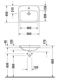 ���������� �������. Duravit DuraStyle 560�455�170 1 ��������� ��� ���������, ������� 0374560000