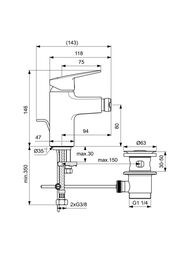 Смеситель для биде Ideal Standard CERAPLAN BD248AA однозахватный, донный клапан, хром