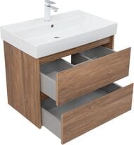 Тумба под раковину Aquanet Nova Lite 75 287880 (724х435х562) подвесная, 2 ящика, дуб шоколадный