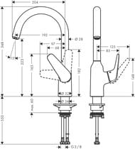 Смеситель Hansgrohe Focus M42 для кухни 220 мм поворотный излив хром 71802000