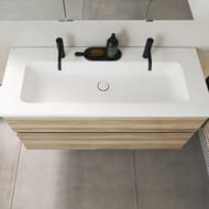 Тумба с раковиной Burgbad Lin20 1230х622х495 подвесная, 2 ящика, 2 отв. под смес., капучино SGHJ123F5357 — изображение 2