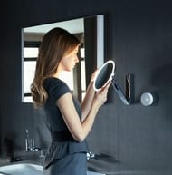 Зеркало Keuco iLook_move настенное, с подсветкой, увеличение х5, нержавеющая сталь 17612079004