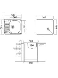 Мойка врезная Ukinox Comfort 480х580 матовая нерж. сталь 0,6мм, слив 3 1/2, COM580.480 -GT6K 1R