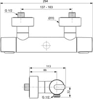 Ideal Standard CERATHERM 100 Смеситель для душа A4618AA термостатический, без душевого набора