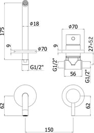 ��������� ��� �������� Paffoni Light LIG006NO70 ������������, � ������� 175 ��, ������ �������