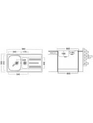 Мойка врезная Ukinox Grand (980х500) декор. поверхность 0,8мм, слив 3 1/2, GRL980.500 15GT8K -O