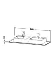 ���������� Duravit XSquare 1400�550�20 2 ������, ������ ������, ������������ ���� XS064GB7777