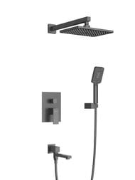 Душевая система CEZARES SLIDER-VDSET-NOP с изливом,верхний и ручной душ,черный матовый