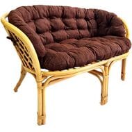 Диван Багама (1200х650х750) 2-х местный, подушки коричневые, полные твил, ротанг, мёд