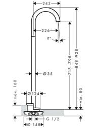 ����� Axor Uno 38412000 ��������� ��� �����, ����� 226 ��, ����