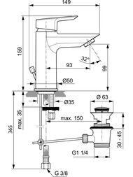 Ideal Standard TESI Смеситель для умывальника A6557AA однозахватный, низкий излив 99мм, д/к, хром