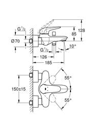 Смеситель Grohe EuroStyle 2015 Solid 23726003 для ванны однорычаж, гладкий корпус, хром