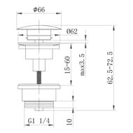 Донный клапан ABBER AF0011W без перелива, клик-клак, цвет: белый — изображение 3