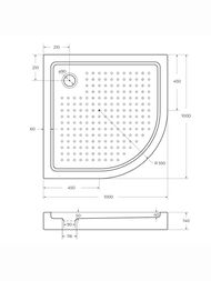 Душевой акриловый поддон CEZARES (1000х1000х150) радиусный, без сифона TRAY-A-R-100-550-15-W0