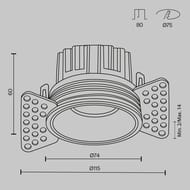 ������������ ���������� Maytoni Round (�����) DL058-12W3K-TRS-BS, 3000K, 12��, 50�, IP20, ������