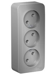 Розетка Systeme Electric BLANCA 3-я без заземл. без шторок с изол.пласт. 16А 250В алюм. BLNRA000313
