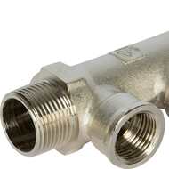 Коллектор VALTEC 3/4" на 3 выхода 1/2"В магистральный без кранов, никель VTc.550.N.0503 — изображение 2