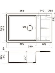 Мойка Omoikiri SUMI 78 LB-PL (780х500х200) врезная, тетогранит, платина 4993724