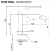 Смеситель для биде Remer Energy EY22, хром — миниатюра 2