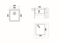 Мойка под столешницу Ukinox Loft 340х400 браширов. нерж.сталь 1мм, слив 3 1/2, LOB340.400 -GT10P