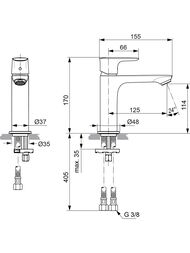 Смеситель для умывальника Ideal Standard Connect Air A7015AA однозахватный, без донного клап , хром
