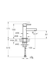 Смеситель Vitra Origin для умывальника, никель шлифованный A4255534