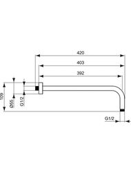 Ideal Standard IDEALRAIN Держатель для верхнего душа B9445AA настенный, 400мм