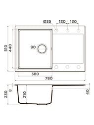 Мойка Omoikiri Daisen-78T BL (780х510х230) врезная, оборачиваемая, тетогранит, черный 4993527