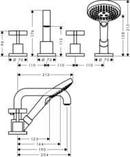 ��������� Axor Citterio 39453 �� ���� ����� �� ������, �� 4 ���������, ��������� ��������, ����