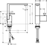 ��������� Axor Edge 46021000  ��� ����������� ������������, �������� �������, ������ 190��, ����