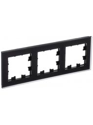 Рамка Systeme Electric ATLASDESIGN NATURE 3 поста, МАТОВОЕ СТЕКЛО ЧЕРНЫЙ ATN331003
