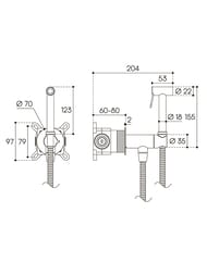 Смеситель встраиваемый Aqueduto PUREZA PUR0100 с гигиеническим душем, хром