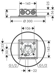 ������� ��� Axor ShowerSolutions 35305000 300��, ����������, 2jet, 2 ���� �����, ����
