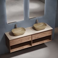 Столешница Sancos Kreman 1600х460х210 с отверстием под смеситель, бежевый мрамор TT160A2X