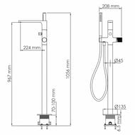 Смеситель напольный WasserKRAFT Fulda 5221 с душевым гарнитуром, черный Soft-touch — миниатюра 4