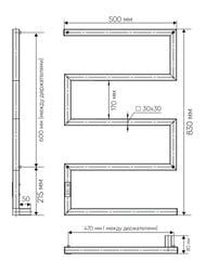 Полотенцесушитель Indigo Sparta (electrо) б/п 800х500 скр. провод справа, графит металлик — изображение 6