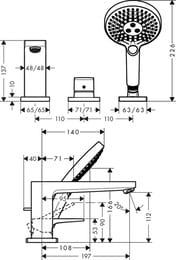 Смеситель Hansgrohe Metropol 32551000 на борт ванны на 3 отверстия, хром