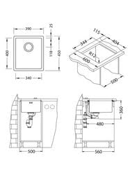 Мойка ALVEUS Monarch Quadrix 20 (390х450) монтаж универсальный, нерж. сталь 1мм, PVD медь 1122688 — изображение 2